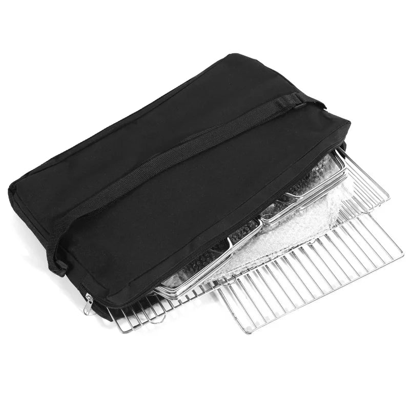 Churrasqueira Portátil Dobrável Inox 34x35cm