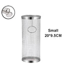 Cesta de churrasco de aço inoxidável rolando grelhar cesta de malha de arame cilindro grill cesta portátil redonda acampamento ao ar livre rack churrasco