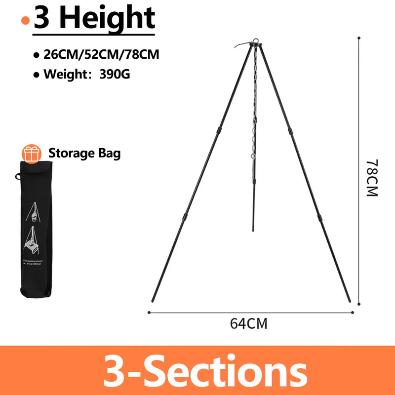 Tripé de Alumínio para Fogueira e Churrasco