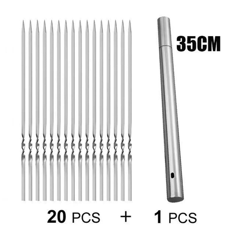 20 peças espeto de churrasco reutilizável giratório espetos de churrasco de metal plano para churrasco de pátio de jardim