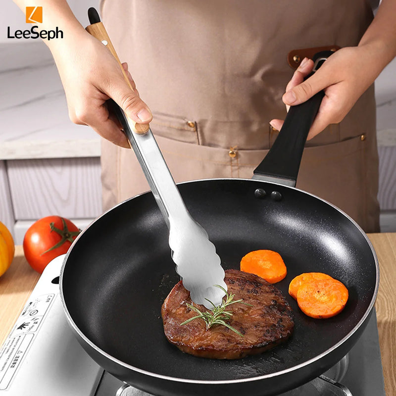 Pinça de Cozinha Inox com Cabo de Carvalho