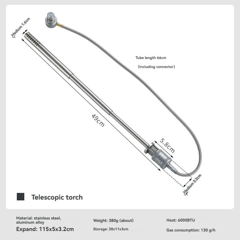Pistola pulverizadora de tocha CAMPINGMOON XD-6-NE para acampamento ao ar livre, piquenique, fabricação de fogo, pistola pulverizadora de aço inoxidável de carbono com ponto de churrasco