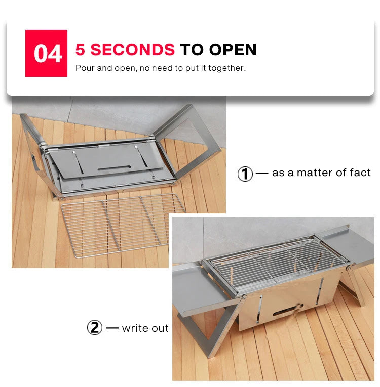 Churrasqueira Dobrável Inox Portátil