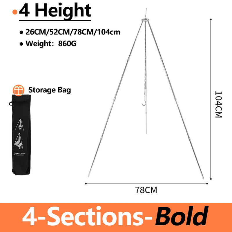 Tripé de Alumínio para Fogueira e Churrasco