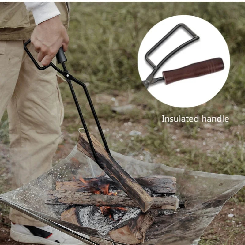 Pinça para Carvão com Cabo de Madeira